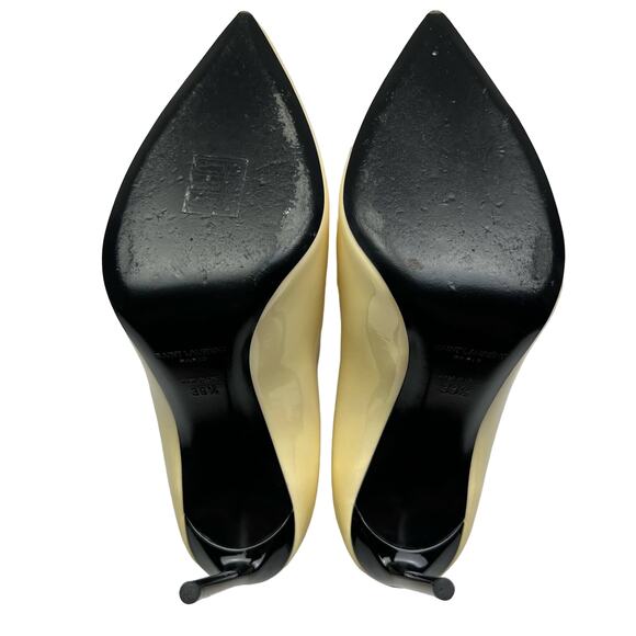 SAINT LAURENT Teddy High Vamp Patent Leather Pumps size EU 39.5 US 9.5 Coquille - Picture 9 of 14